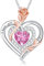 LAVUMO Halskette Damen Silber 925 Doppel Herz Rose Blume Kette Damen Geburtsstein Halsketten Muttertag Geburtstag Valentinstag Weihnachten Schmuck Geschenke Frauen Mama (Silber-Gravur-10-Oktober)
