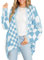 Imily Bela Damen Strickjacken Übergroße Plaid Cardigan Color Block Pullover Batwing Langarm Elegante Pullover Outwear Blau XL