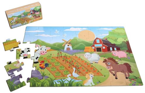 Bauernhof Tier Boden Puzzle für Kinder, 48 Puzzlestücke für Kinder im Alter von 3-5 Jahren, Vorschule Bildungsspielzeug Geschenke für Kinder im Alter von 4-8 Jahren