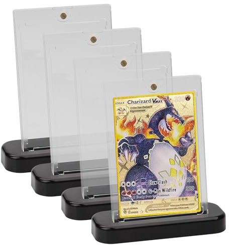 4pcs Magnetic Card Holder 35PT Magnetischer Kartenhalter mit 4pcs Sammelkarten Ständer Karten Hüllen Trading Card Sleeve UV Karte Folien Magnet Holder Hardcase für Yugioh TCG Toploader
