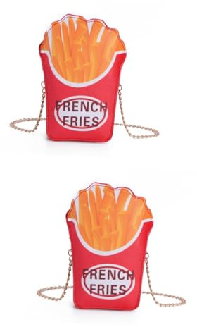VALICLUD 2stücke Damen Schultertasche Ketten-handtasche Im Pommes-design Kosmetiktasche Für Frauen Mädchen Und Junge Mädchen Für Partys Und Täglichen Gebrauch Kompakt Und Stilvoll