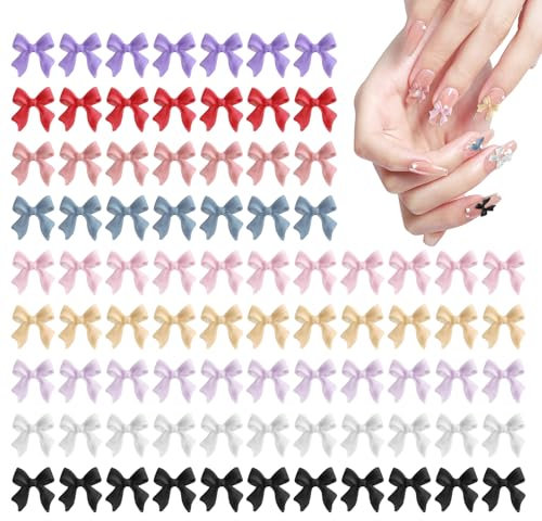 100 Stück 3D Nageldekorations Sets Schleifen Nagelanhänger Nagelkunst Dekorationen Schleife für Acrylnägel, süße Kawaii-Schleifenanhänger, hübsche Nagel-Schleifenanhänger-Dekoration