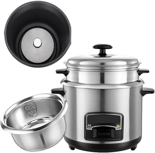 2L,Olla arrocera, Olla arrocera y vaporera, Olla arrocera Antiadherente, Olla Interior de Acero Inoxidable 304, función automática de Mantener Caliente