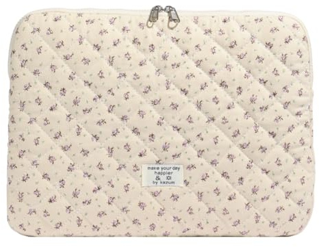 AZURAOKEY Puffy Laptop Hülle for 11-15 Zoll Laptop, Blumenmuster Laptoptasche Gepolsterte Notizbuchhülle Schutz Süßes Computer Sleeve for MacBook for Arbeit und Geschäftsreisen
