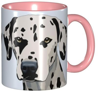 Bryptxztxt Mug drôle dalmatien en céramique bicolore 325 ml – Intérieur coloré, tasses à café en céramique bicolore pour la maison et le bureau