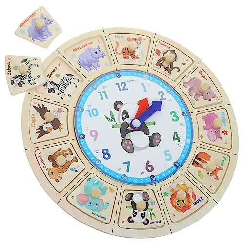ibasenice Lernuhr Für Tragbare Uhr Für Sagende Zeitlehruhr Uhrlernen Für Uhr Für, Die Lernen, Die Uhrzeit Zu Lesen Kognitive Uhr Uhrenrätsel Für Kleinkinder Holz