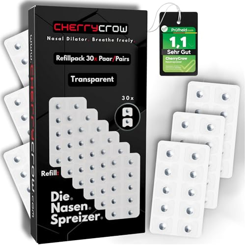 Refill Pack für Die Nasenspreizer | Nachfüllpackung 30 Tage/Anwendungen | Magnetische Nasenpflaster für besseres Atmen & Schlafen - Magnet Strips Nose Dilator - Transparent Pro Edition
