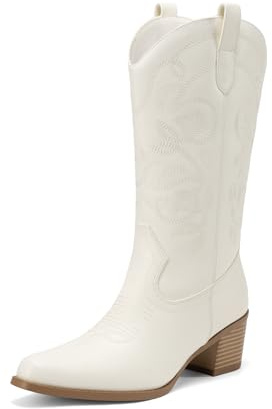 DREAM PAIRS Women's Cowboy Boots | chunky heel, vintage embroidery, western silhouette, festivals