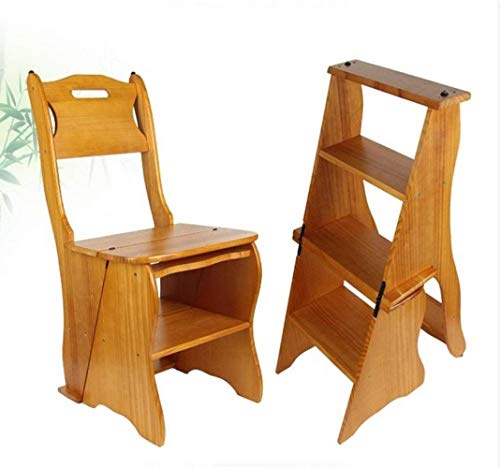 LWJSOCP Klappbarer Tritthockerstuhl aus Holz, 4-stufige Leiter für den Heimgebrauch, kompaktes, platzsparendes Design, vielseitiger Klapphocker für Küche, Bad und Garten