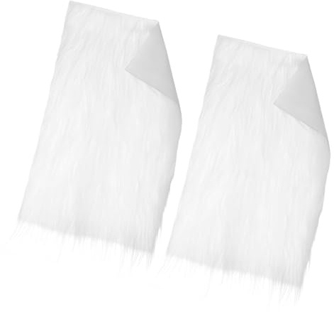 2 Stück Kunstfell zum Basteln Weiß 60x40 cm, Weicher Fellstoff für Zwergenkostüm & DIY Projekte, Kunstfell Meterware als Plüschstoff Meterware für Dekoration, Kissenbezug & Fell Handarbeit