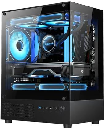270 Degree Transparent PC Tower Case, Fits M-ATX/ITX Motherboards, Supports 290mm GPU & 160mm CPU Cooler Height(A1)