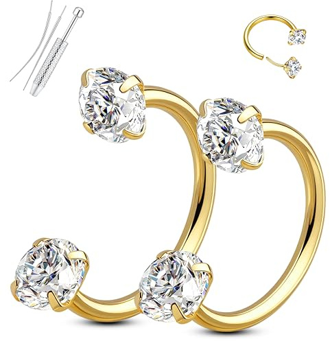 Milacolato 18G Hufeisen Piercing Gold Septum Piercing Chirurgenstahl-6MM