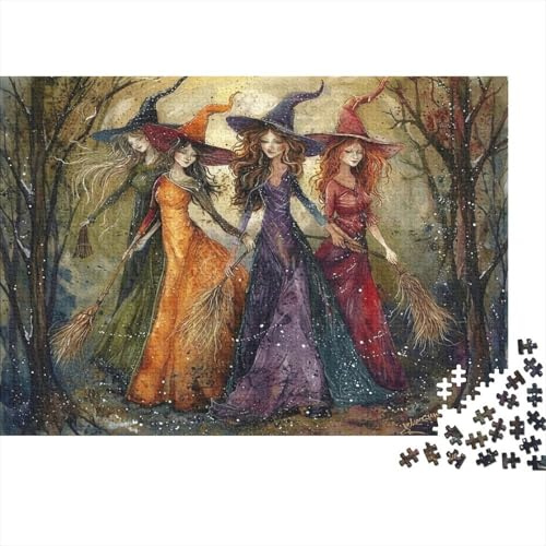Hexe Trio Spaziergang Puzzle & Puzzlespiele Wald Hexengruppe Bildungsspiel für Erwachsene und Kinder ab 12 Jahren Interaktivspiel 52x38cm/1000 Teile