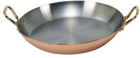 Copper Two Handle Round Dish Size: 3cm H x 20cm W