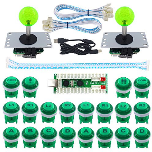 SJ@JX 2 Player LED Arcade Game DIY Kit Mechanical Keyboard Switch PC MAME Raspberry Pi LED Button Fighting Joystick Controller Zero delay USB Encoder Retropie