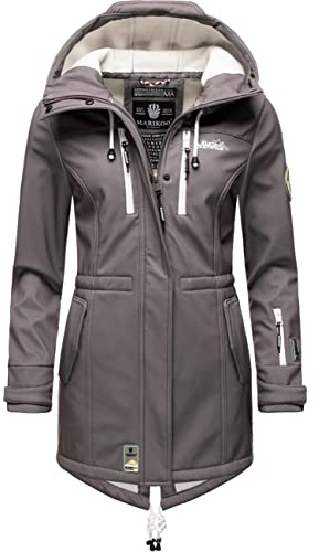 Marikoo Damen Softshelljacke (XS-3XL) mit Kapuze - Wasserabweisend, Fleece innen, Tasche am Arm, Mantel, Warme Jacke Frauen B614
