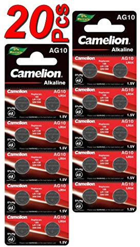 LOT en Paquet 20 Piles Bouton alcaline LR1130 AG10 Liseuses, Montres, calculatrices, caméras, pointeurs sans Mercure