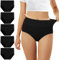 FALARY Culotte Femme Taille Haute Coton 5 pièces Noir 2XL