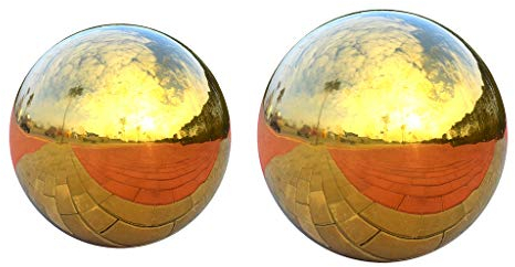 joyMerit 2X Gartenkugel Dekokugel Edelstahlkugel Gold glänzend, Perfekt Für Innen/Außen Deko - 80mm + 100mm