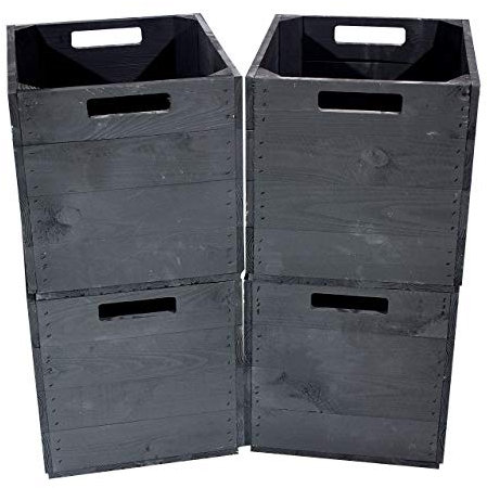 4 Schwarze Holzkisten, Zwei Eingriffe - NEU - 32x37,5x32,5 cm - mehr Ordnung im modernen Wohnen - Kiste für Kallax Regal…