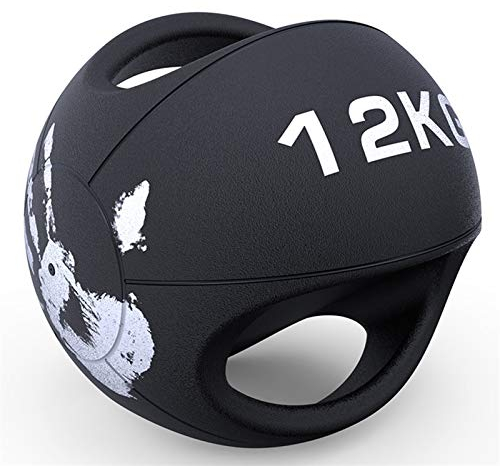 Hua Medizinbälle Fitness Medizin Ball, Mit Doppeltem Griff Gummikugel, Hauptgymnastik Krafttraining Bouncy Ball, 3kg, 4kg, 5kg, 6kg, 7 Kg, 8 Kg, 9 Kg, 10 Kg, 12 Kg (Size : 12kg/26.4lb)