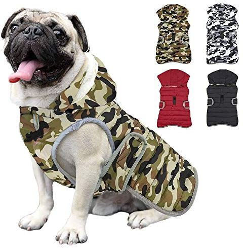 Etechydra Winter Hundejacke with Abnehmbarem Hut, Hundemantel Wasserdicht Reflektierend Hund Mantel Warme Hoodie Fleece Welpenmantel, Jacken für Kleine Mittlerer Große Hunde, Grün, L