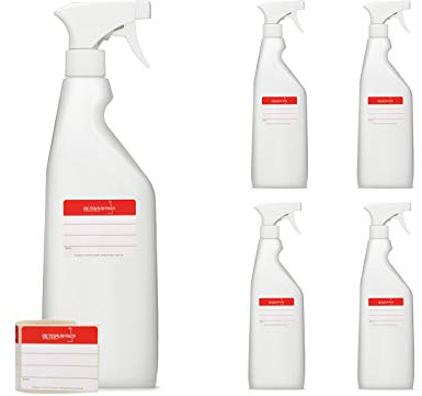 Octopus 5 x 750 ml Sprühflaschen aus HDPE, Sprayflaschen mit Sprühpistole, leere Zerstäuber mit verstellbarer Sprühdüse (Strahl/Spray), Spray Bottle z.B. für Planzen/Blumen, Reinigung, Werkstatt