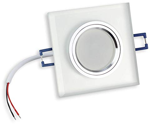 6x LED Einbaustrahler Set matt - eckig aus Glas 7 Watt neutralweiß 230V - GU10 Einbauleuchte 60mm Bohrloch Einbau-Spot Decken-Strahler Deckeneinbaustrahler Deckeneinbauleuchte