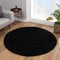 Impression Teppich Rund - Perfect Teppiche fürs Wohnzimmer, Flur, Schlafzimmer, Kinderzimmer, Babyzimmer - Hochwertiger Öko-Tex Zertifizierter Flächenteppich - Solid Color Schwarz - 80 cm Rund