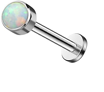 Melighting Labret Bars Grade 23 Solid Titanium Internally Thread Lip Studs 16G Opal Clear CZ Lip Ring Labret Piercing Jewellery Tragus Helix Earrings Opal 4MM