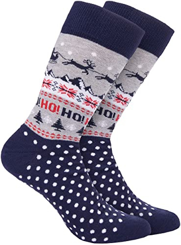 BRUBAKER Herren Weihnachtssocken - Lustige Socken mit Weihnachtsmotiven | Bunte Kuschelsocken für die Weihnachtszeit Baumwolle - Männer Crew Socks Geschenk Weihnachten - One Size EU 41-45