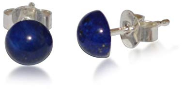 Lapislazuli Ohrstecker, natürlicher Lapislazuli, flache Runde, 10 mm, 925 Silber
