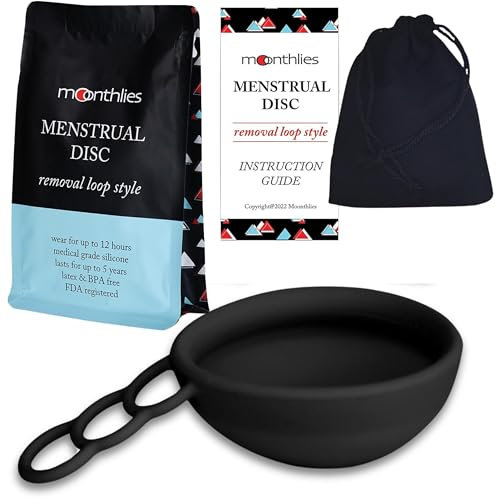 MOONTHLIES Reusable Menstrual Disc - Reusable Period Disc - Tampon, Pad and Cup Alternative (2 Large, Black)