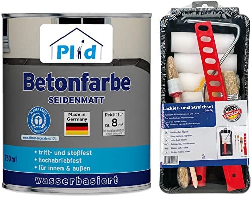 Plid® Betonfarbe Innen & Außen Frostsicher Silbergrau 0,75L - Flüssigkunststoff Bodenbeschichtung - Betonfarbe Kellerboden - Bodenfarbe für Keller, Zement, Mauerwerk & Holz - Made in Germany Set