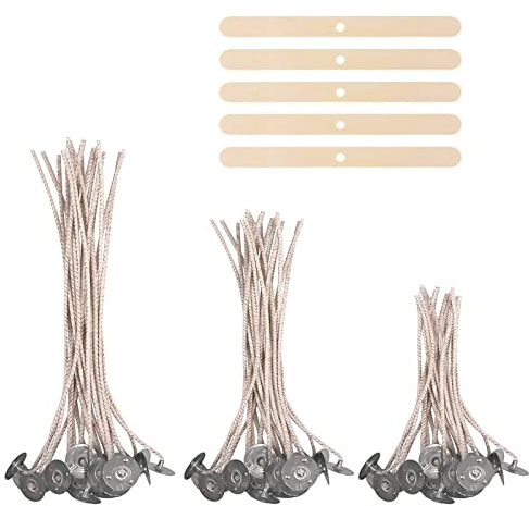 yeestone Kerzendochtes für Kerzen, 60 Stück Dochte Candle Wick, Rauchfrei Kerzendocht Kaufen, Docht Mit Edelstahl Festen Halter, Lang Kerze DIY (10-15-20cm), Brown, yeestoneCX018DE-DengXin