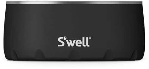 S'well Stainless Steel Dog Bowl - for Small to Medium Size Dogs - 16oz, Onyx - Non-Slip and No-Spill Design with Rubber Bottom, and Dishwasher Safe - BPA-Free Pet Bowl for Food and Water