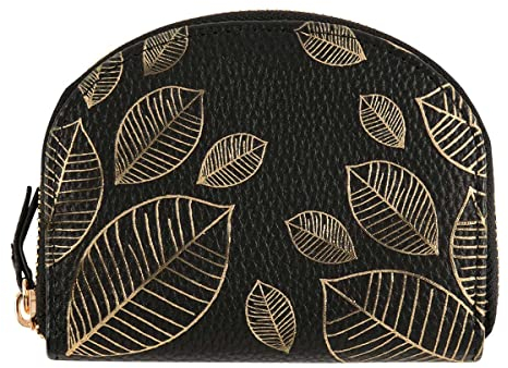 DRAEGER PARIS 1886 Erwachsene Unisex Geldbeutel, Goldfarbene Blätter, schwarz Portemonnaie