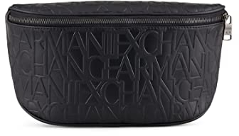 Armani Exchange Herren Essential, Jim, Embossed Monogram, Zipper Waistbag, Nero