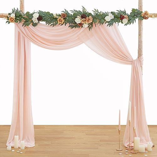 MoKoHouse, Hochzeitsbogen, Vorhängestoff, 3 Paneele, Hellpfirsich, Chiffonstoff, Fotografie, 548,64 cm, Durchsichtige Vorhänge für Hochzeit, Hintergrund, Zeremonie, Bühne, Empfang, Dekoration