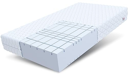 FDM Matratze 80x200 cm Härtegrad H4 Höhe 24 cm Kaltschaummatratze HR-Schaum 7 Komfortzonen mit Hypoallergenem Waschbarem Premium-Bezug Oeko-Tex Pearl MAX Plus