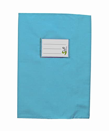 Stoffi Heftumschlag, Heftschoner aus Stoff für Schulhefte Din A4 und Din A5, nachhaltig, handmade (Din A4, hellblau Aqua)