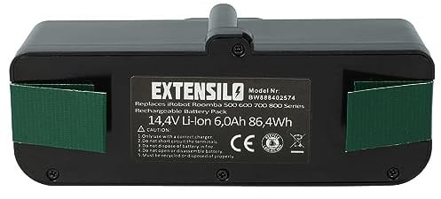 EXTENSILO Akku kompatibel mit iRobot Roomba 895 | 965, 896, 985, 980, 960, Series 800, Series 600 Staubsauger (6000 mAh, 14,4 V, Li-Ion)