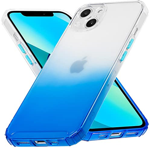 Verco Cover per Apple iPhone 13 Mini, colore cangiante trasparente con gradiente di colore e protezione per fotocamera, colore: blu