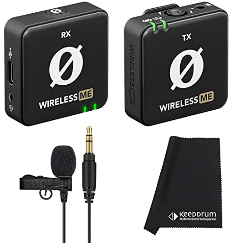 Rode Wireless ME Drahtlos Mikrofon-System + Lavalier GO Mikrofon + keepdrum Mikrofasertuch