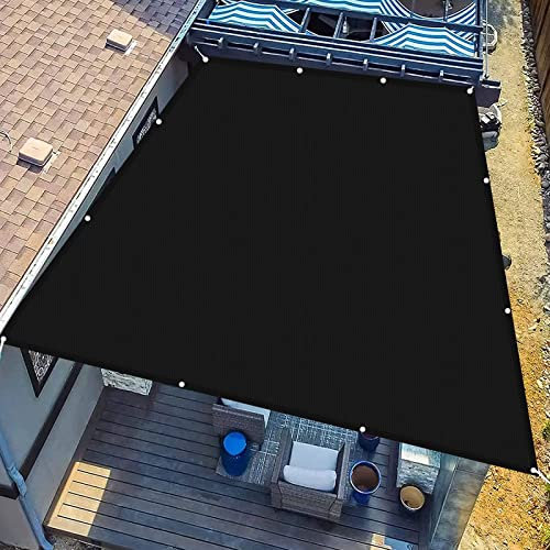 Tenda a Vela Rettangolare 5 x 10 m Rettangolare Impermeabile Antistrappo Rettangolare Rete Parasole con Kit di Fissaggio Occhielli per Esterno,Giardino e Terrazza Piscina, Nero