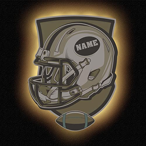 American Football Wand Licht mit Namen personalisiert I LED Dekoration Zimmer Deko Geschenke für Footballer I Batterie Nachtlicht Lampe