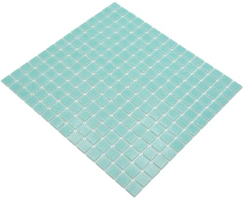 Mosaik hell türkis Poolfliesen Poolmosaik Fliesen Glas glänzend Quadrat Wand Boden Küche Bad Dusche