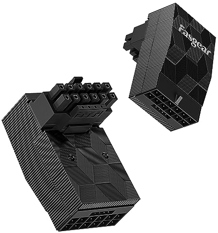 Fasgear 12VHPWR Adapter 90 Degree 1 Pack Right Angle PCI-e 5.0 16pin Power Adapter 12+4pin 600W GPU Male to Female Connector Compatible with GeForce RTX 3090Ti 4070Ti 4080 4090 Graphic Card (Type B)