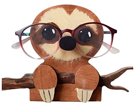 GOWENIC Holz Tier Brillenhalter Kreative Brillenhalter Ständer Fun Pet Brillenhalter Sonnenbrille Spectacle Display Rack für Zuhause Büro Schreibtisch Nachttisch (Faultier 1)
