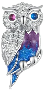 Charms en argent sterling 925 pour bracelet Pandora-Pendentif chouette magique en zircone pour femmes,mère-Cadeau de Noël